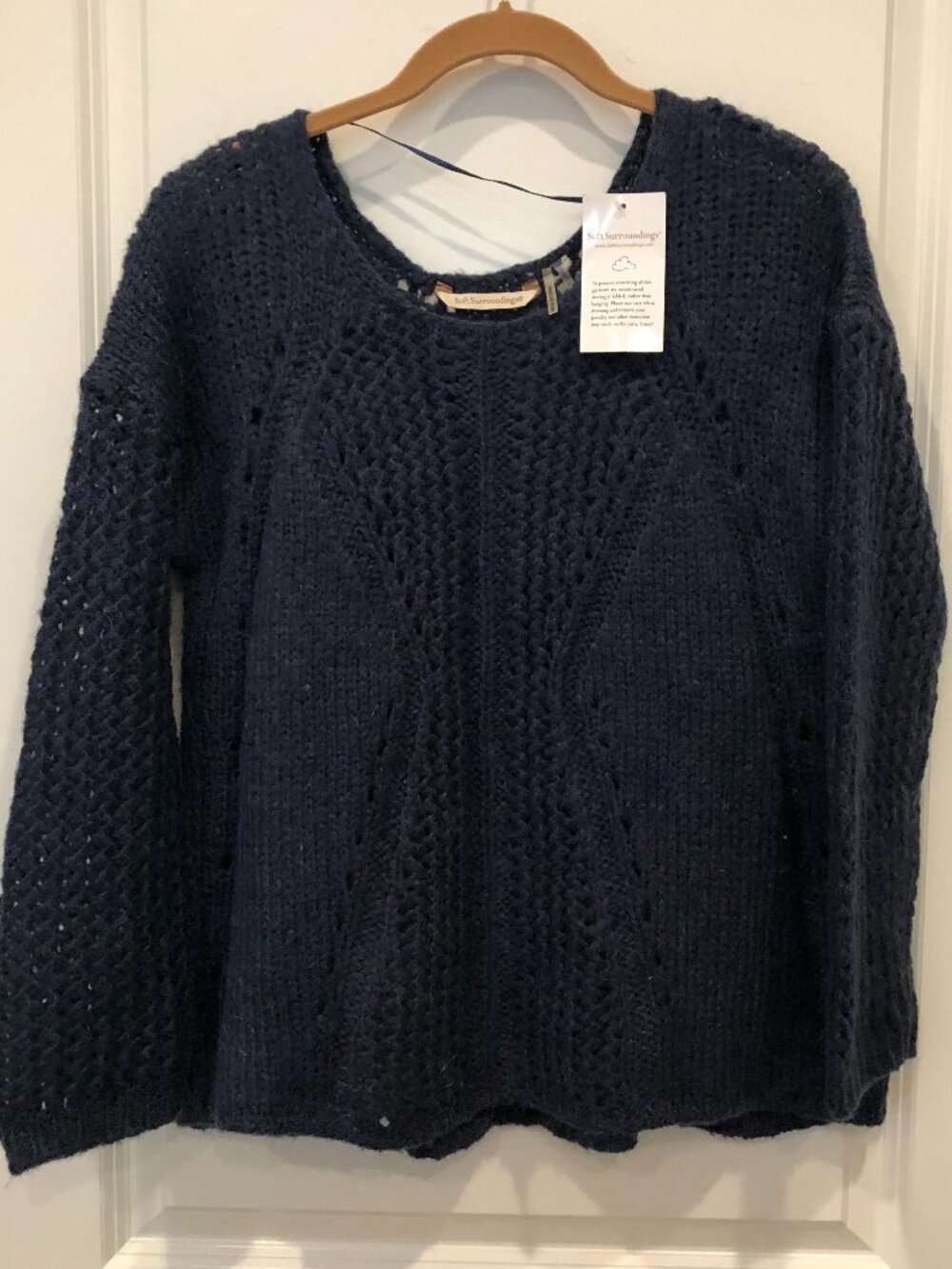 Soft Surroundings PL Knit Pullover Navy Blue Mohair Blend New